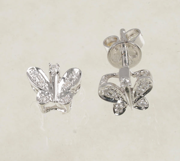 DIAMOND BUTTERFLY EARRINGS 0.09 CARATS IN 18K WHITE GOLD (LE-408)
