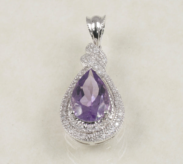 DIAMOND PENDANT WITH AMETHYST 0.33 CARATS IN 18K WHITE GOLD (LPS-084)