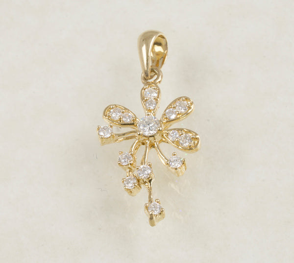DIAMOND FLOWER PENDANT 0.32 CARATS IN 18K YELLOW GOLD (LPS-1036)