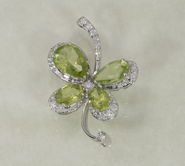 14K WHITE GOLD DIAMOND BUTTERFLY PENDANT 0.29 CARATS WITH PERIDOT (LPS-12064))