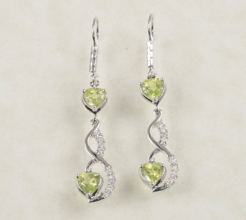 18K WHITE GOLD DIAMOND EARRINGS 0.22 CARATS WITH PERIDOT (LE-031)