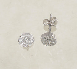 18K WHITE GOLD DIAMOND ROUND EARRINGS 0.42 CARATS (LE-717)