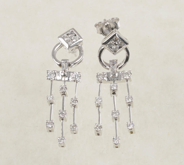 DIAMOND DANGLING EARRINGS 0.58 CARATS IN 18K WHITE GOLD (LES-235)