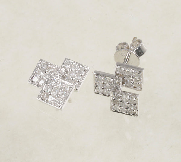 DIAMOND STUD SQUARE EARRINGS 0.66 CARATS IN 18K WHITE GOLD (LES-245)