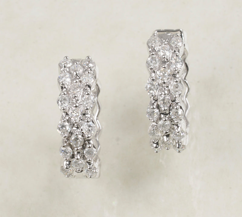 DIAMOND HOOP EARRINGS 0.89 CARATS IN 18K WHITE GOLD (LES-318)