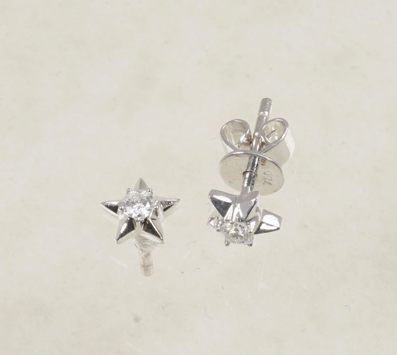 DIAMOND STAR STUD EARRINGS 0.15 CARATS IN 18K WHITE GOLD (LE-329)