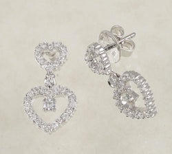 DIAMOND HEART EARRINGS 1.16 CARATS IN 18K WHITE GOLD (LE-386)