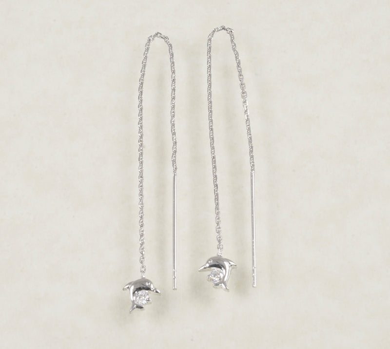 DIAMOND DANGLING EARRINGS 0.14 CARATS IN 18K WHITE GOLD (LES-441)