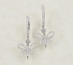 DIAMOND BUTTERFLY DANGLING EARRINGS 1.02 CARATS IN 18K WHITE GOLD (LE-490)