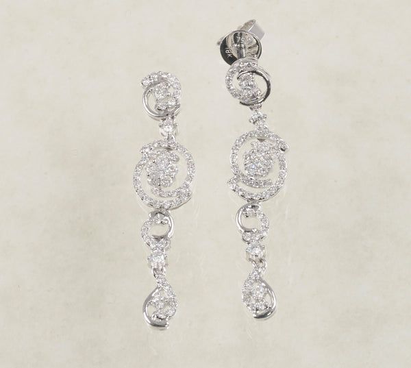 DANGLING DIAMOND EARRINGS 0.84 CARATS IN 18K WHITE GOLD (LE-493)