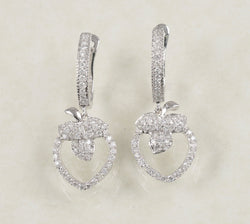 DIAMOND DROP EARRINGS 0.90 CARATS IN 18K WHITE GOLD (LES-496)