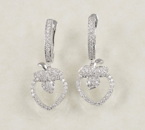 DIAMOND DROP EARRINGS 0.90 CARATS IN 18K WHITE GOLD (LES-496)