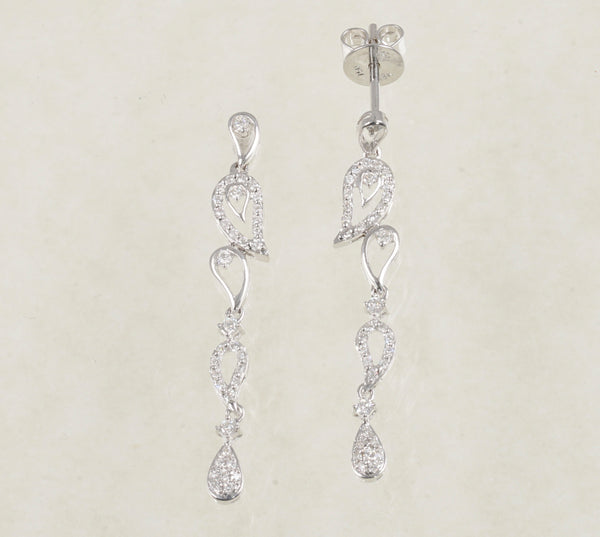 DIAMOND DANGLING EARRINGS 0.41 CARATS IN 18K WHITE GOLD (LES-515)