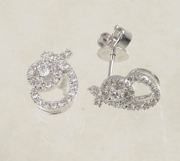 DIAMOND STUD EARRINGS 0.39 CARATS IN 18K WHITE GOLD (LES-524)