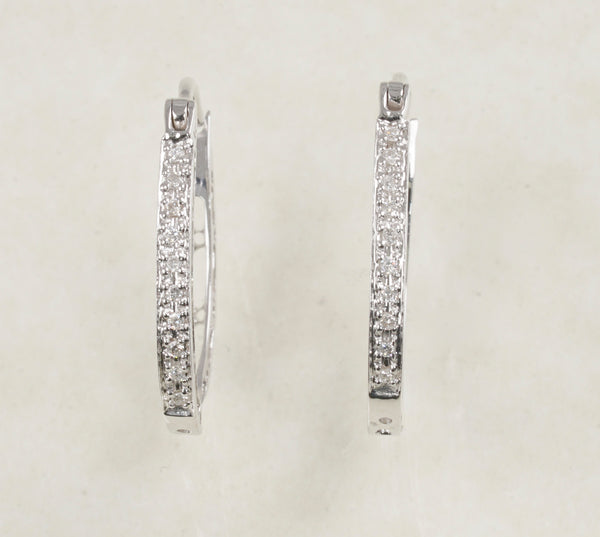 DIAMOND HOOP EARRINGS 0.08 CARATS IN 18K WHITE GOLD (LE-530)