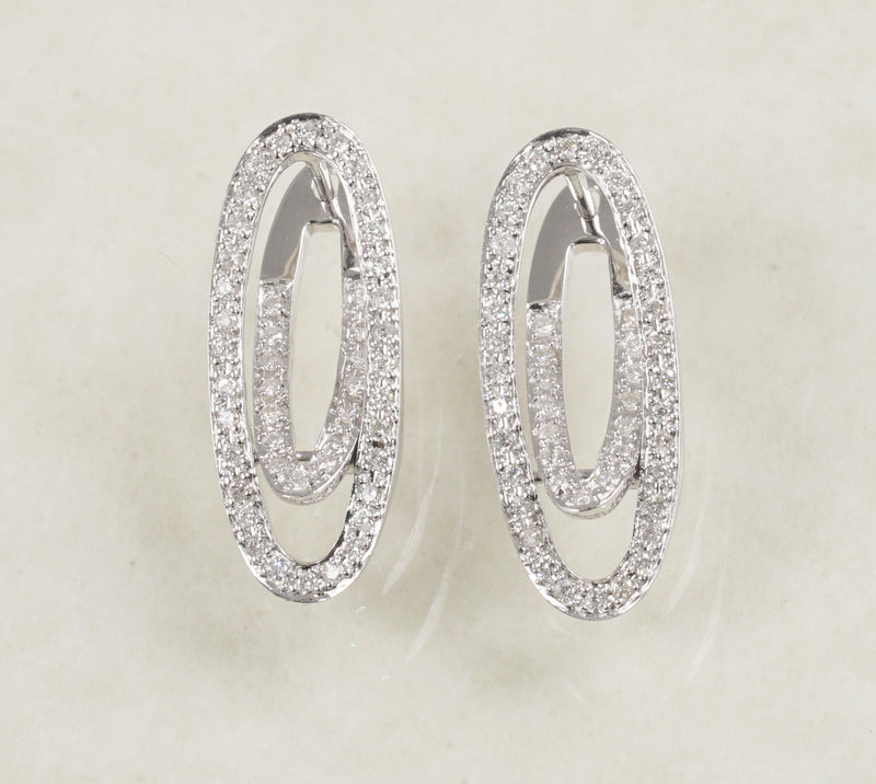 DIAMOND HOOP EARRINGS 0.61 CARATS IN 18K WHITE GOLD (LE-531)