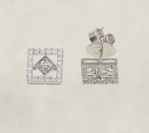 DIAMOND SQUARE STUD EARRINGS 0.48 CARATS IN 18K WHITE GOLD (LES-549)