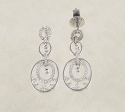 DIAMOND DANGLING EARRINGS 0.41 CARATS IN 18K WHITE GOLD (LES-556)