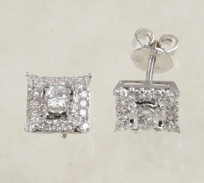 DIAMOND SQUARE STUD EARRINGS 0.85 CARATS IN 18K WHITE GOLD (LE-591)