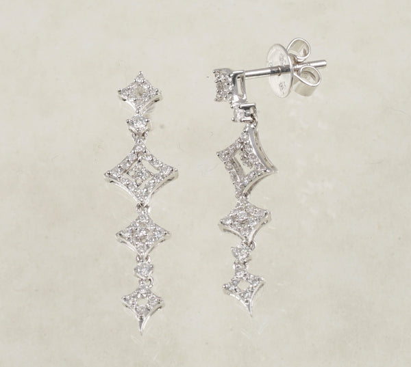 DIAMOND DANGLING EARRINGS 0.46 CARATS IN 18K WHITE GOLD (LES-649)