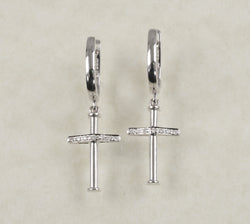 DIAMOND CROSS EARRINGS 0.06 CARATS IN 18K WHITE GOLD (LES-653)