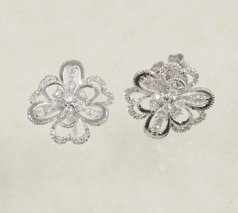 DIAMOND EARRINGS 0.55 CARATS IN 18K WHITE GOLD (LES-671)