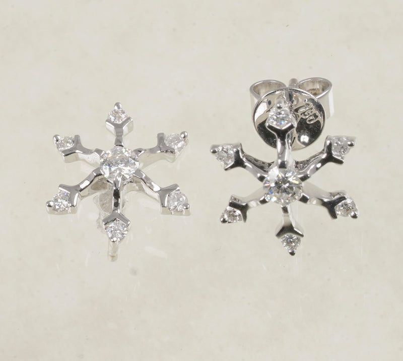 DIAMOND STUD SNOWFLAKE EARRINGS 0.35 CARATS IN 18K WHITE GOLD (LE-687)