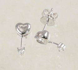 DIAMOND HEART DANGLING EARRINGS 0.11 CARATS IN 18K WHITE GOLD (LE-706)