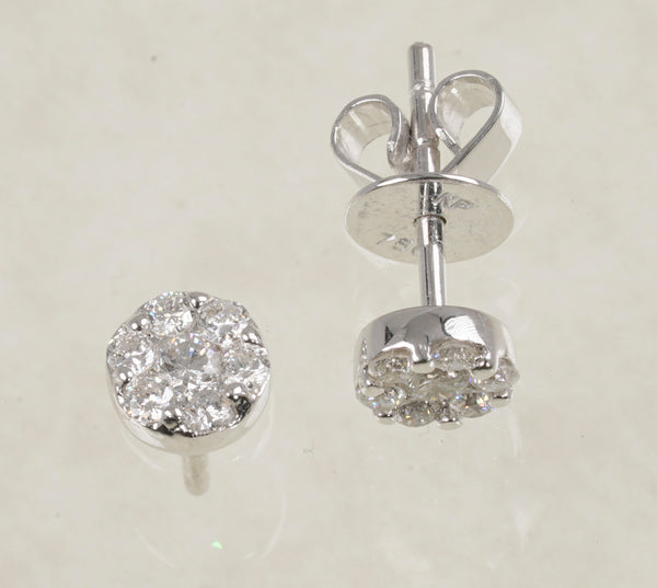 DIAMOND STUD ROUND EARRINGS 0.43 CARATS IN 18K WHITE GOLD (LE-714)