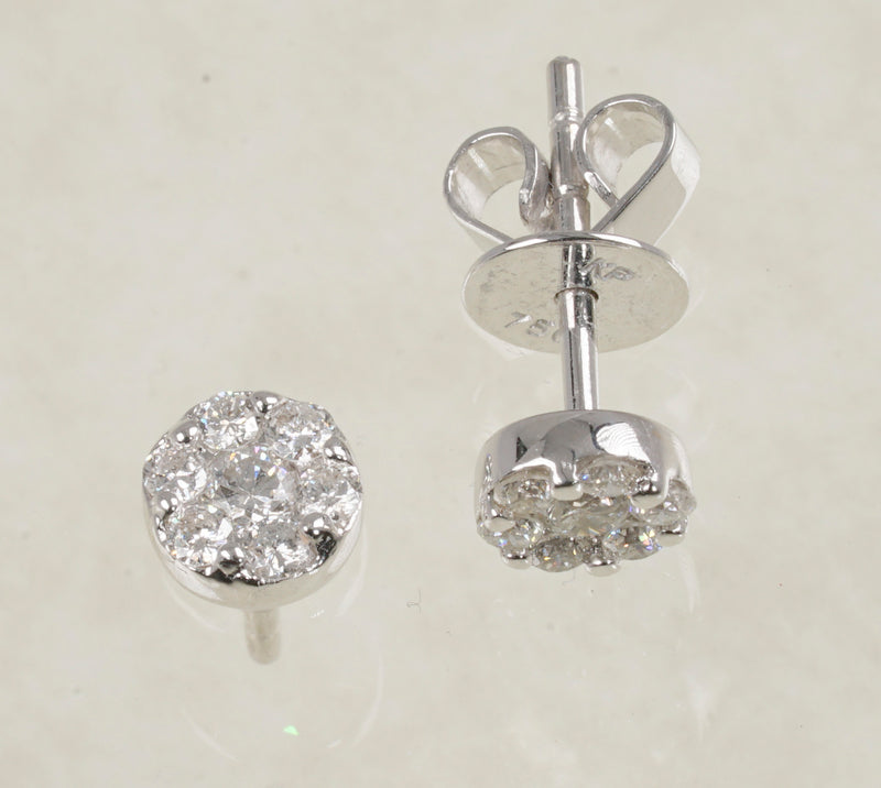 DIAMOND STUD ROUND EARRINGS 0.43 CARATS IN 18K WHITE GOLD (LE-714)