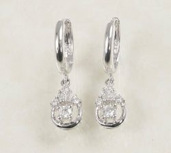 DIAMOND DANGLING HOOP EARRINGS 0.42 CARATS IN 18K WHITE GOLD (LE-717)