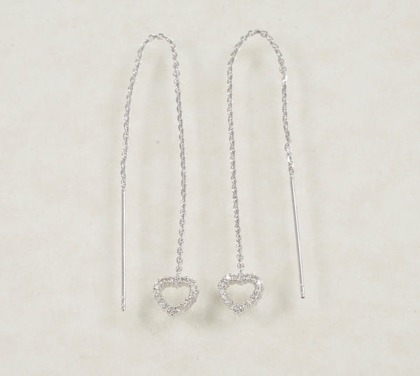 DIAMOND DANGLING EARRINGS 0.26 CARATS IN 18K WHITE GOLD (LES-719)