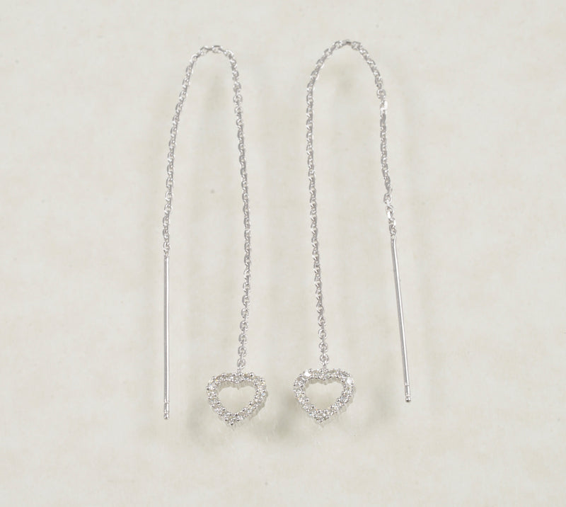 DIAMOND DANGLING EARRINGS 0.26 CARATS IN 18K WHITE GOLD (LES-719)