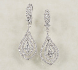 DIAMOND DANGLING CHANDELIER EARRINGS 1.77 CARATS IN 18K WHITE GOLD (LE-726)