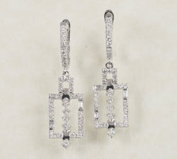 DIAMOND DROP EARRINGS 1.22 CARATS IN 18K WHITE GOLD (LES-727A)