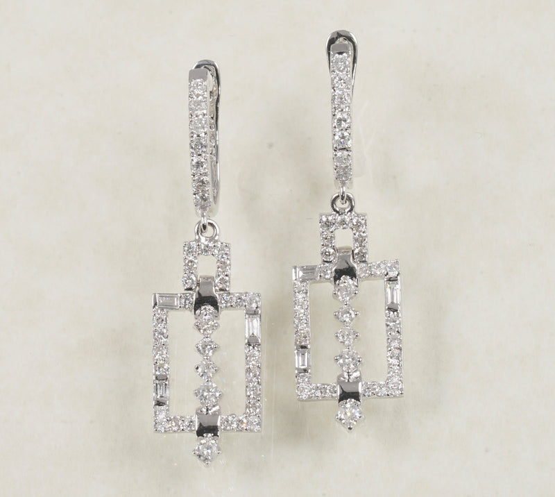 DIAMOND DROP EARRINGS 1.22 CARATS IN 18K WHITE GOLD (LES-727A)