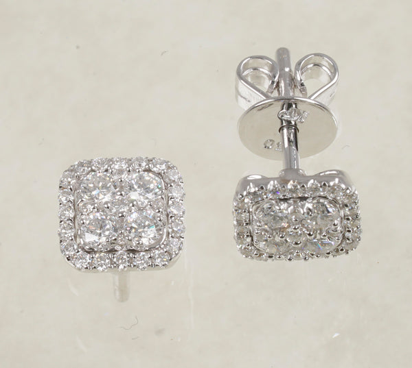 DIAMOND STUD SQUARE EARRINGS 0.69 CARATS IN 18K WHITE GOLD (LE-739)