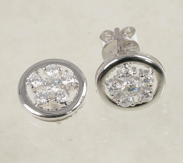 DIAMOND STUD ROUND EARRINGS 0.71 CARATS IN 18K WHITE GOLD (LE-741)