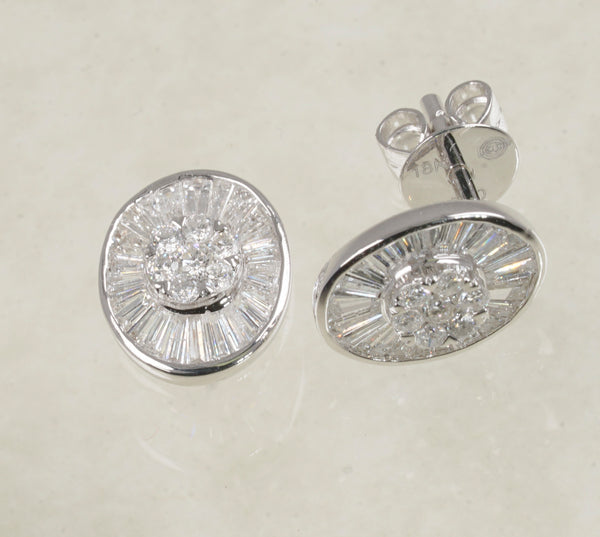 DIAMOND STUD ROUND EARRINGS 1.03 CARATS IN 18K WHITE GOLD (LE-742)