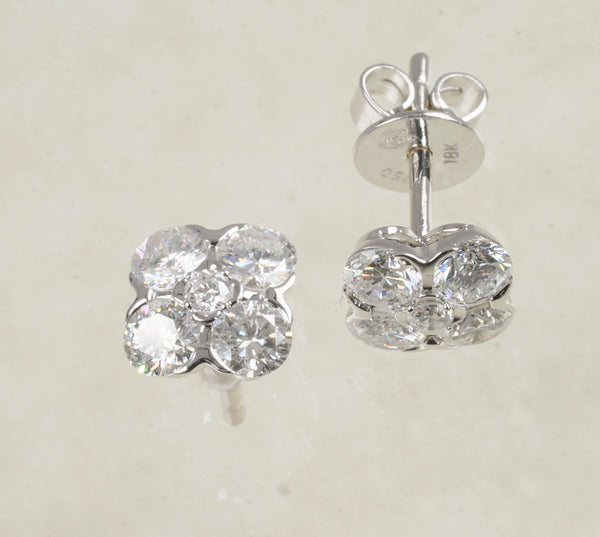 DIAMOND STUD EARRINGS 1.47 CARATS IN 18K WHITE GOLD (LES-744)