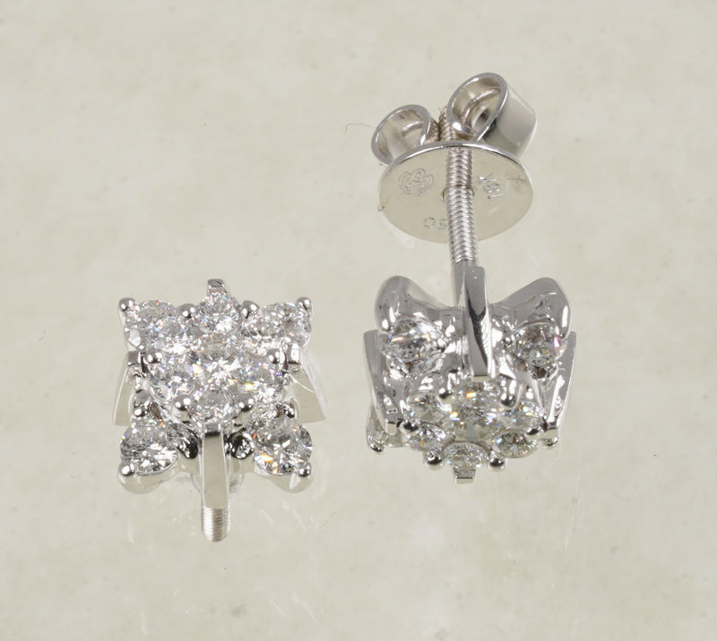 DIAMOND STUD EARRINGS 0.75 CARATS IN 18K WHITE GOLD (LE-771)