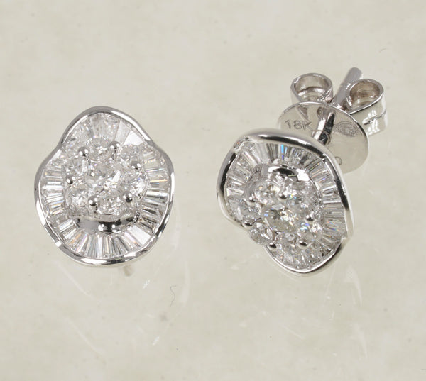 DIAMOND STUD EARRINGS 0.87 CARATS IN 18K WHITE GOLD (LES-781)