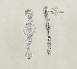 DIAMOND DANGLING EARRINGS 0.90 CARATS IN 18K WHITE GOLD (LES-814)