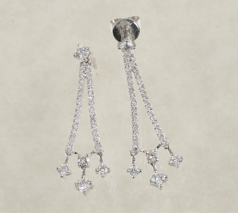 DIAMOND DANGLING EARRINGS 0.90 CARATS IN 18K WHITE GOLD (LES-833)