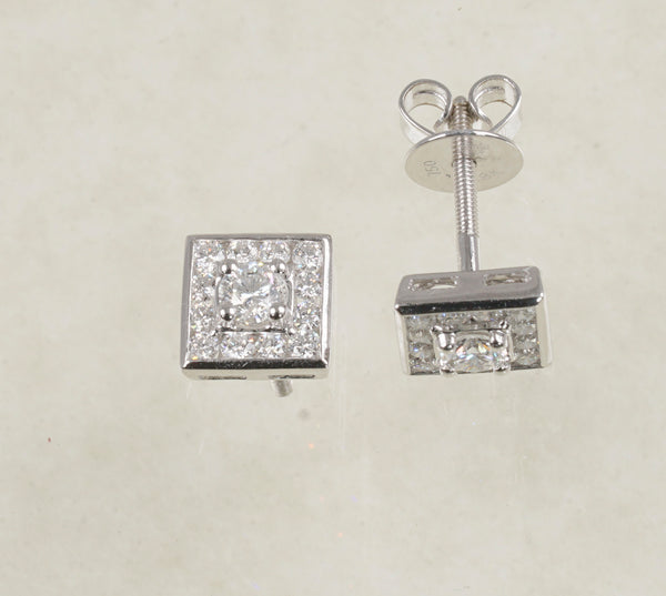 DIAMOND SQUARE STUD EARRINGS 0.83 CARATS IN 18K WHITE GOLD (LES-835)