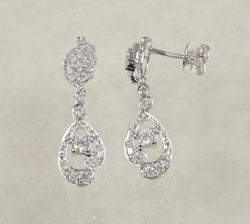 DIAMOND DROP EARRINGS 1.24 CARATS IN 18K WHITE GOLD (LES-839)