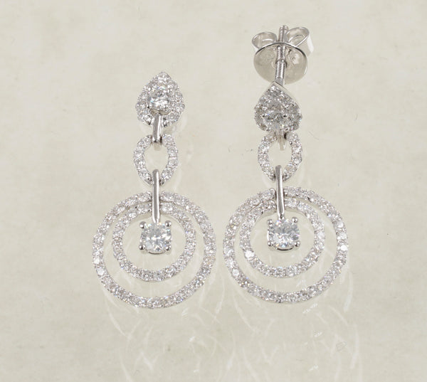 DIAMOND DANGLING EARRINGS 1.30 CARATS IN 18K WHITE GOLD (LES-851)