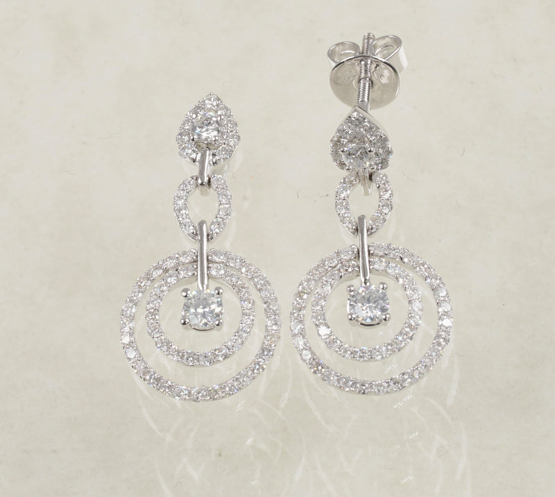 DIAMOND DANGLING EARRINGS 1.30 CARATS IN 18K WHITE GOLD (LES-851)