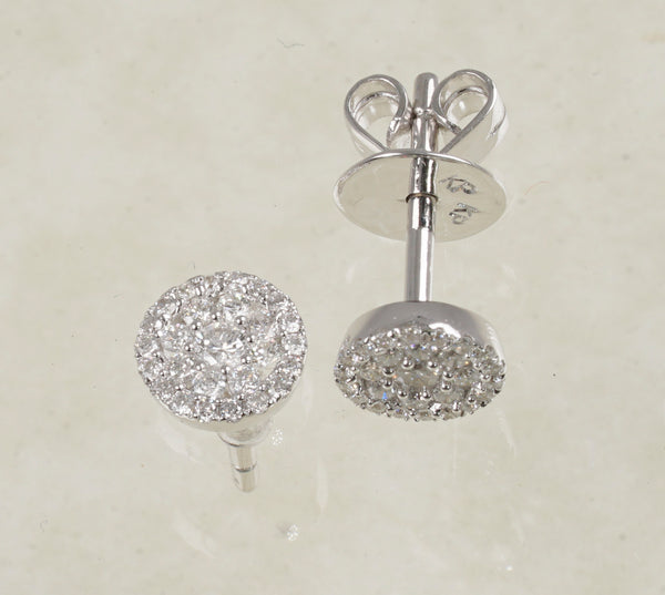 DIAMOND ROUND STUD EARRINGS 0.37 CARATS IN 18K WHITE GOLD (LE-866)