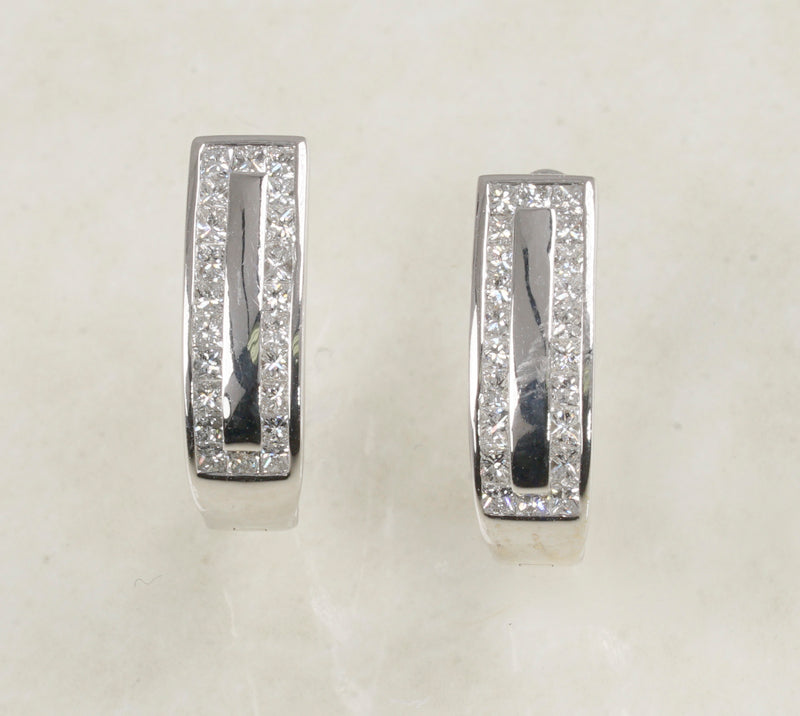 DIAMOND HOOP EARRINGS 0.65 CARATS IN 18K WHITE GOLD (LES-868)